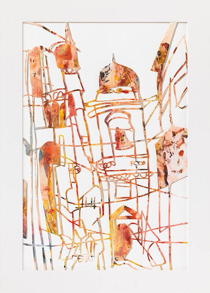 Marsala 1, 2020, Cutout, Acryl,Tusche auf Steinpapier, 50x70 cm